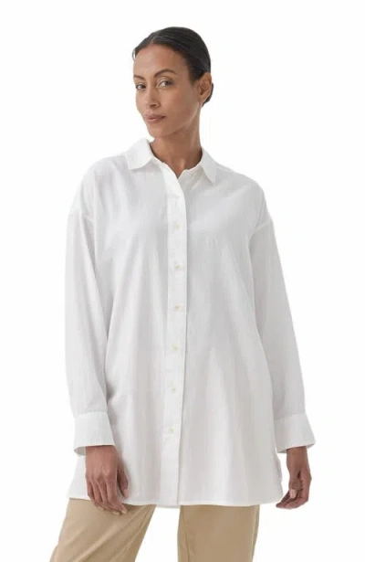 Pact Organic Cotton Sunset Lightweight Cotton Oversized Shirt In White