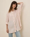 Pact Organic Cotton Sunset Lightweight Cotton Oversized Shirt In Zuma Stripe