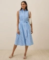 Pact Organic Cotton Sunset Lightweight Cotton Sleeveless Shirtdress In Blue Bondi Stripe