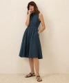 Pact Organic Cotton Sunset Lightweight Cotton Sleeveless Shirtdress In Midnight Blue
