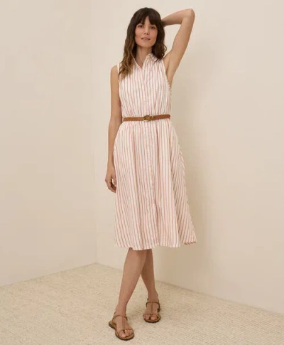 Pact Organic Cotton Sunset Lightweight Cotton Sleeveless Shirtdress In Zuma Stripe