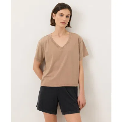 Pact Organic Cotton Vintage Jersey V-neck Tee In Neutral