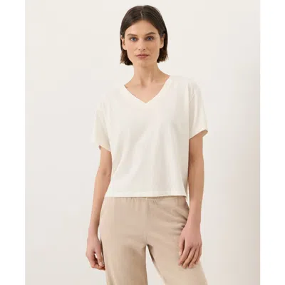 Pact Organic Cotton Vintage Jersey V-neck Tee In White
