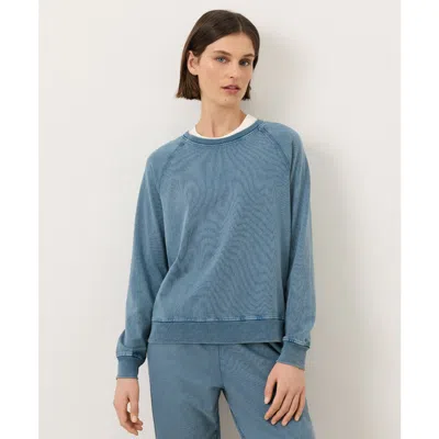 Pact Organic Cotton Weekends Relaxed Raglan Sweatshirt In Blue