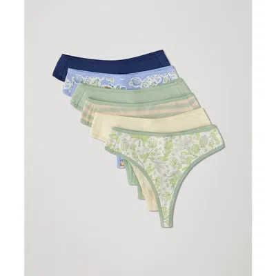 Pact Organic Everyday High Rise Thong 6-pack In Tourist