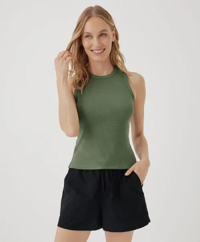 Pact Organic Favorite Rib Racerback Tank In Olivine