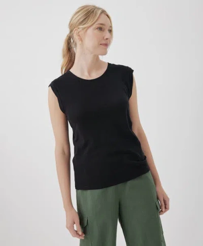 Pact Organic Featherweight Slub Muscle Tee In Black