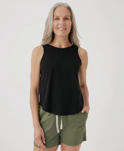 Pact Organic Featherweight Slub Reversible Tank In Black