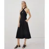 Pact Organic Cotton Fit & Flare Modern Halter Dress In Black