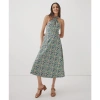 Pact Organic Cotton Fit & Flare Modern Halter Dress In Shadow Floral Spruce