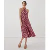 Pact Organic Cotton Fit & Flare Modern Halter Dress In Sweet Floral Cayenne