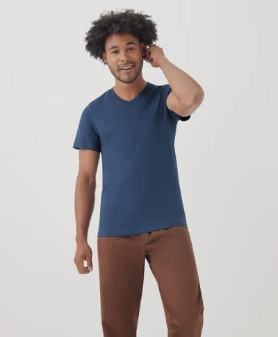 Pact Organic Softspun V-neck Tee In French Navy