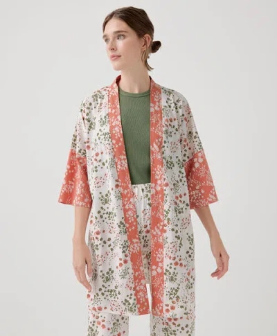 Pact Organic Staycation Short Robe In Whispering Wildflowers