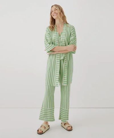 Pact Organic Staycation Sleep Pant In Hideaway Stripe Jade