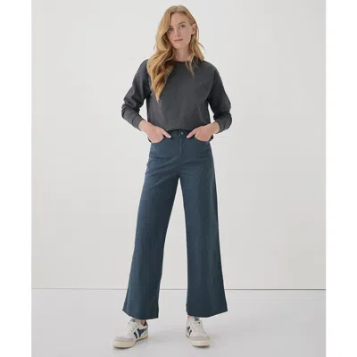 Pact Organic Stretch Twill Denim Wide Leg Pant In Slate Blue