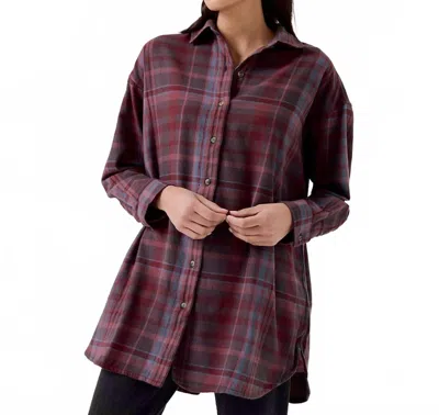 Pact Oversized Organic Flannel Shirt In Winter Night In Brown