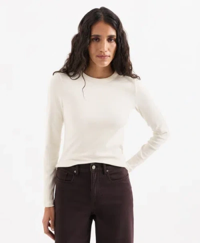 Pact Perfect Rib Crewneck Layering Long Sleeve Tee Made With Organic Cotton In White