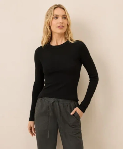 Pact Perfect Rib Long Sleeve Tee In Black