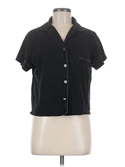 Pre-owned Pact Short Sleeve Blouse In Black