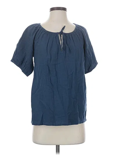 Pre-owned Pact Short Sleeve Blouse In Blue