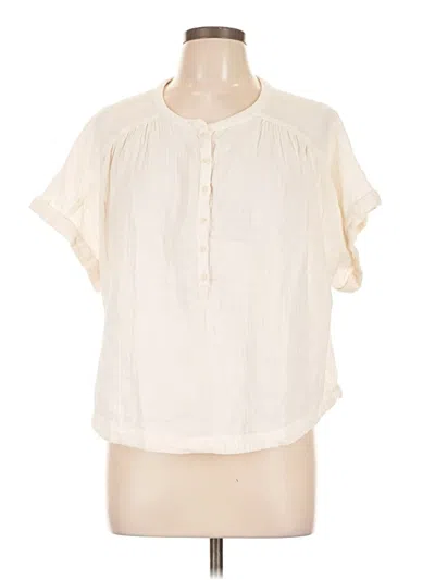 Pre-owned Pact Short Sleeve Blouse In Ivory