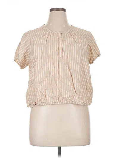 Pre-owned Pact Short Sleeve Blouse In Tan