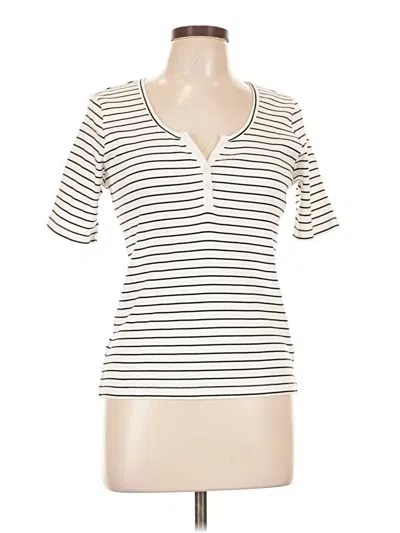 Pre-owned Pact Short Sleeve Henley Shirt In Ivory