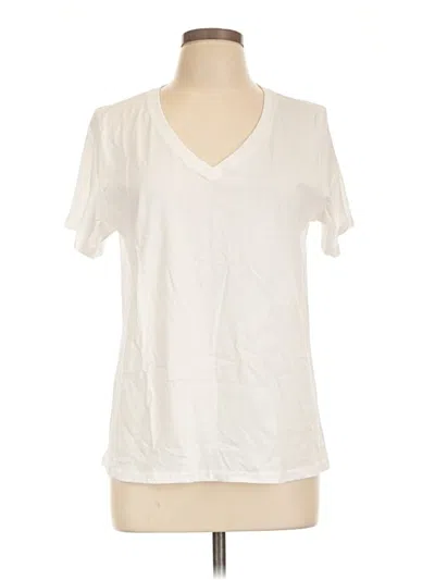 Pre-owned Pact Short Sleeve Top Ivory V-neck Tops