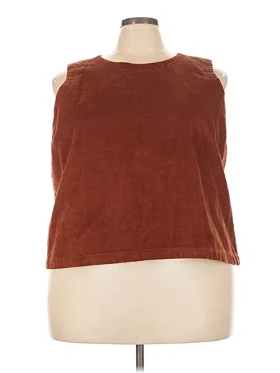 Pre-owned Pact Sleeveless Top Brown Boatneck Tops