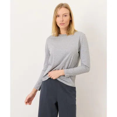 Pact Softspun Essential Crewneck Long Sleeve Tee In Gray