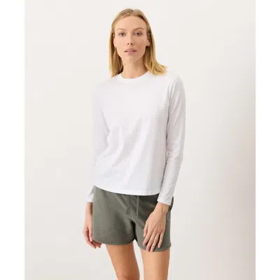 Pact Softspun Essential Crewneck Long Sleeve Tee In White