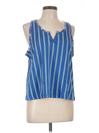 Pre-owned Pact Tank Top Blue Halter Neckline Tops