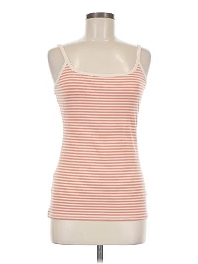 Pre-owned Pact Tank Top Orange Stripes Pattern Scoop Neck Tops