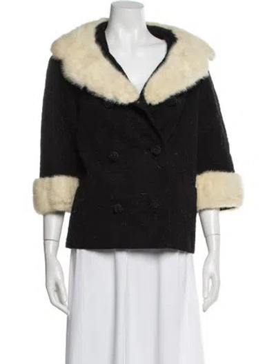 Pre-owned Paddor's Wool Faux Fur Jacket In Black