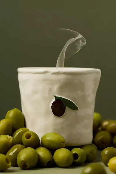 Paddywax Bistro Olive Ceramic Candle In White