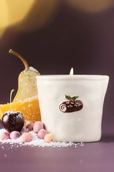 Paddywax Bistro Yule Log Icon Ceramic Candle In White