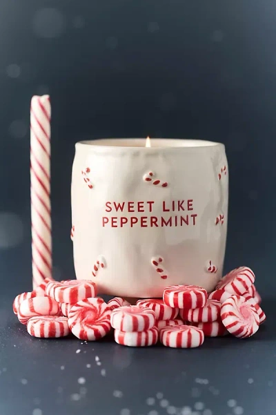 Paddywax Candy Cane Sweet Like Peppermint Ceramic Candle In Pink
