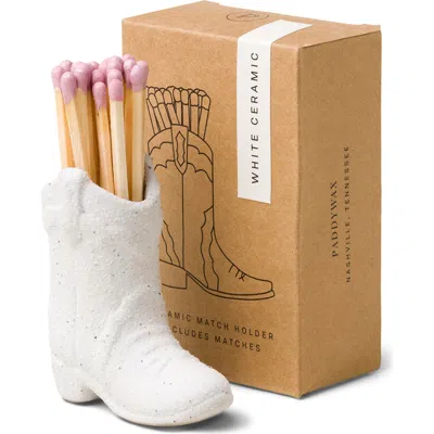 Paddywax Cowboy Boot Match Holder In White