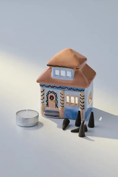 Paddywax House Cone Incense & Tea Light Holder Set In Blue At Urban Outfitters In Brown