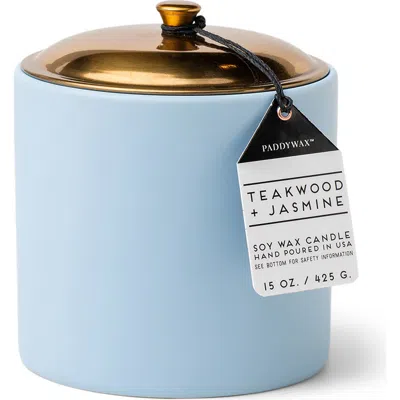 Paddywax Teakwood & Jasmine Soy Wax Candle In Blue