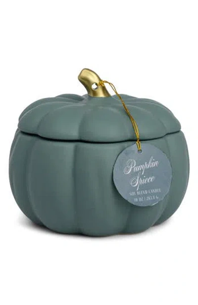 Paddywax Ten-ounce Ceramic Pumpkin Candle In Green