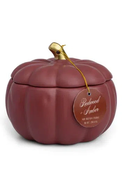 Paddywax Ten-ounce Ceramic Pumpkin Candle In Red