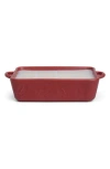 Paddywax Three-wick Soy Blend Ceramic Baking Dish Candle In Burgundy