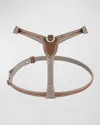 Pagerie Petite Leather Dog Harness In Walnut