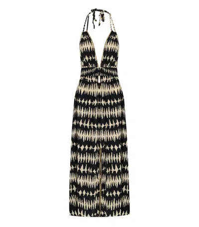 Pahiesa Formentera Bicolor Sleeveless Long Dress In Black