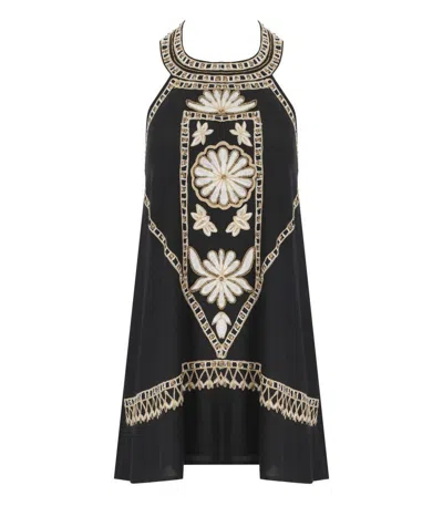 Pahiesa Formentera Black Floral Dress