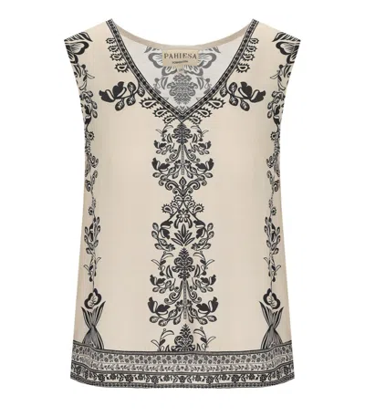 Pahiesa Formentera Ecru And Black Top In Neutral