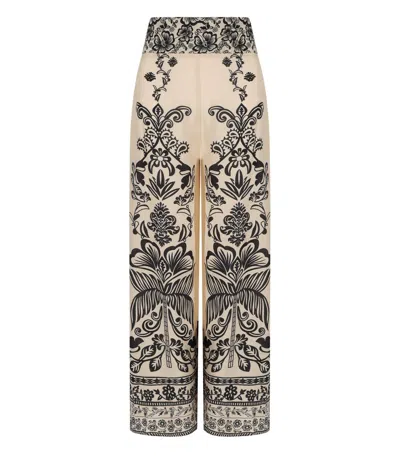Pahiesa Formentera Ecru And Black Trousers In Multi