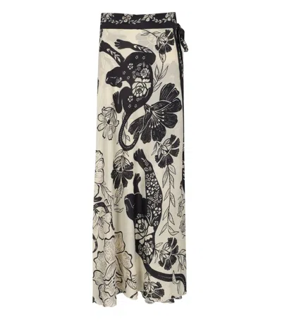 Pahiesa Formentera Ecru And Black Wrap Skirt In Brown