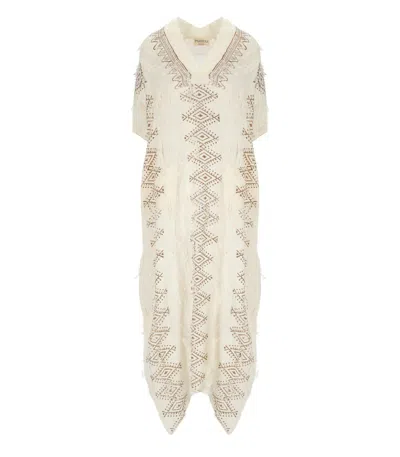 Pahiesa Formentera Ecru Kaftan Dress In Multi